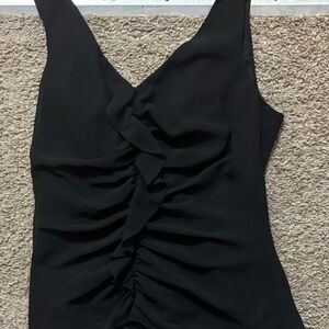 Lori Ann Montreal Vintage Womans 6 Black Ruched Tank Top Blouse Like New